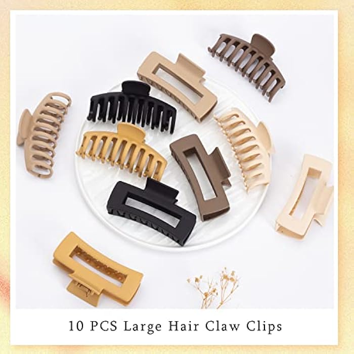 FDBJulyy Large Hair Clips,Claw Clips, 8 Pack 4.3 Hair Clips for Women & Girls,2 Styles 4 Colors Strong Hold Matte Claw Hair Clips for Women Thick Hair & Thin Hair, 90's Vintage Claw Clips - Image 3